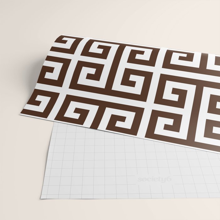 Dark Brown and White Greek Key Pattern Wrapping Paper Gallery Image 2