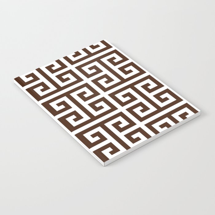 Dark Brown and White Greek Key Pattern Notebook Gallery Image 1