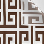 Dark Brown and White Greek Key Pattern Wall Tapestry Gallery Image 3