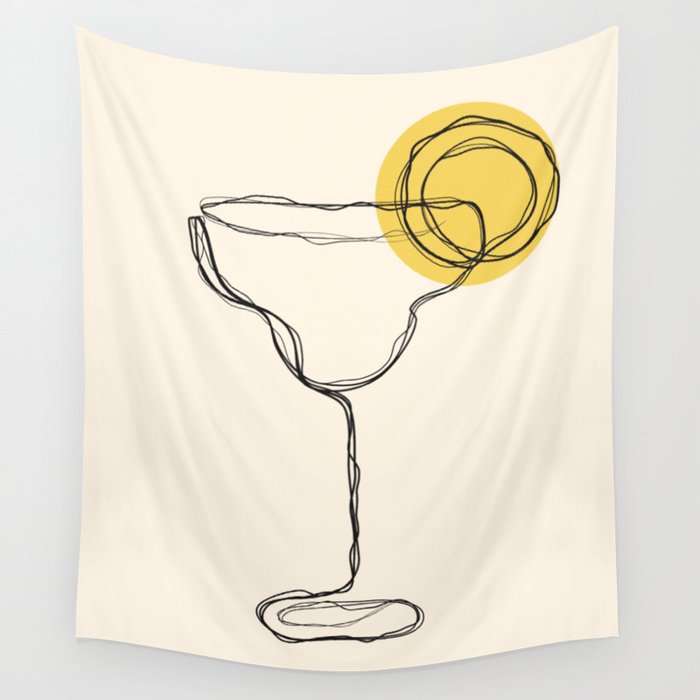 Minimalist Margarita Cocktail Drink Wall Tapestry Gallery Image 1