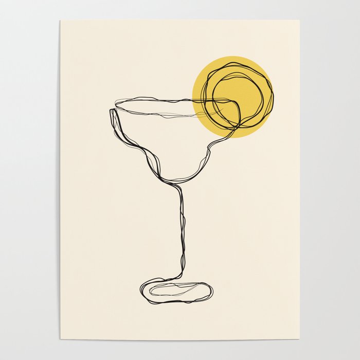 Minimalist Margarita Cocktail Drink Poster Gallery Image 1