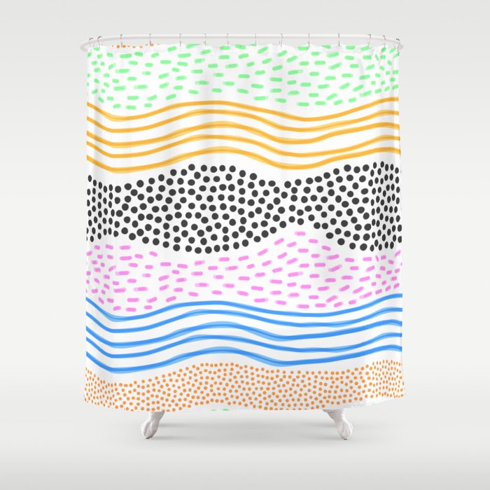Abstract hand drawn shapes doodle pattern Shower Curtain Gallery Image 1