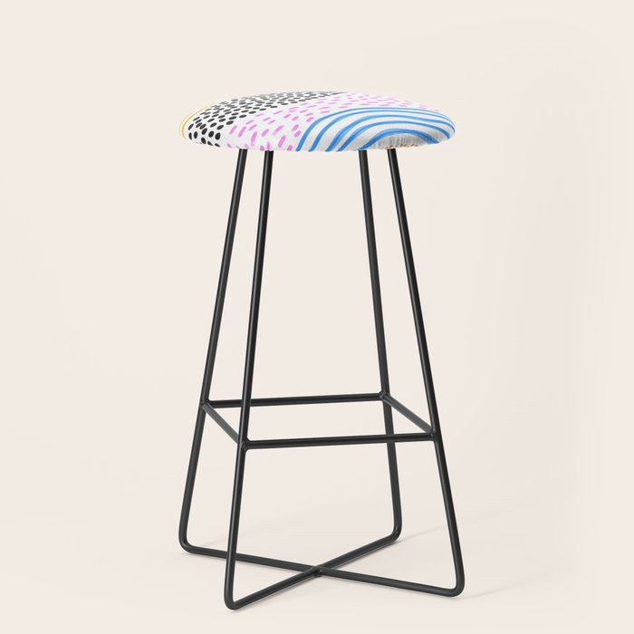 Abstract hand drawn shapes doodle pattern Stool Gallery Image 1