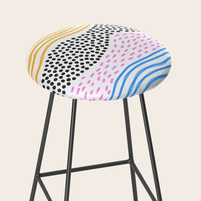 Abstract hand drawn shapes doodle pattern Stool Gallery Image 2