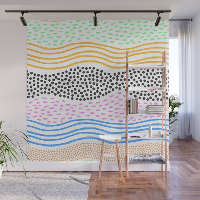 Abstract hand drawn shapes doodle pattern Wall Mural Gallery Image 1