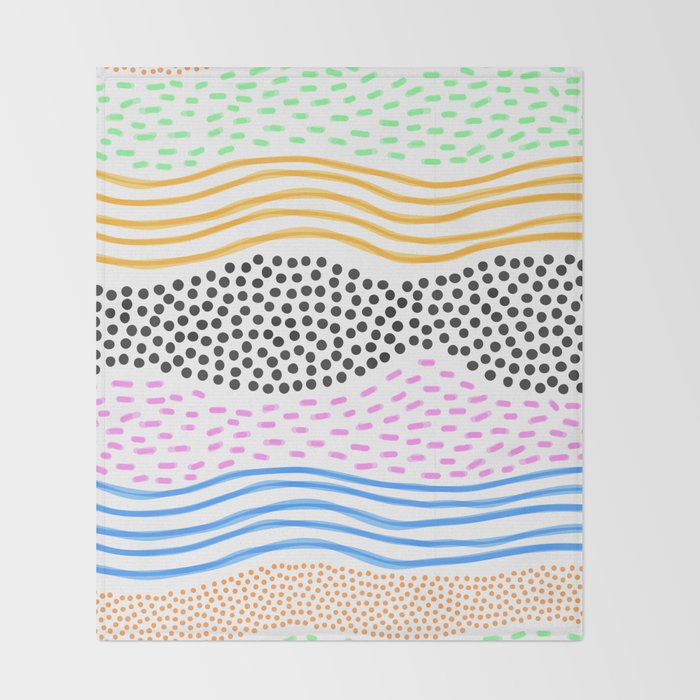 Abstract hand drawn shapes doodle pattern Throw Blanket Gallery Image 2