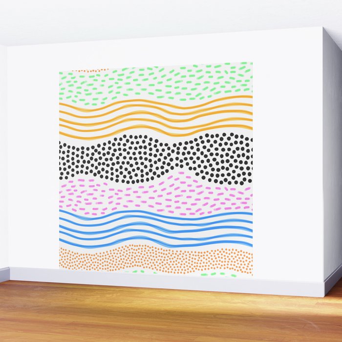 Abstract hand drawn shapes doodle pattern Wall Mural Gallery Image 2