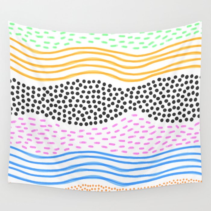 Abstract hand drawn shapes doodle pattern Wall Tapestry Gallery Image 1