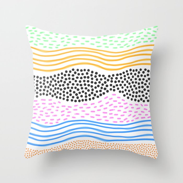 Abstract hand drawn shapes doodle pattern Throw Pillow Gallery Image 1