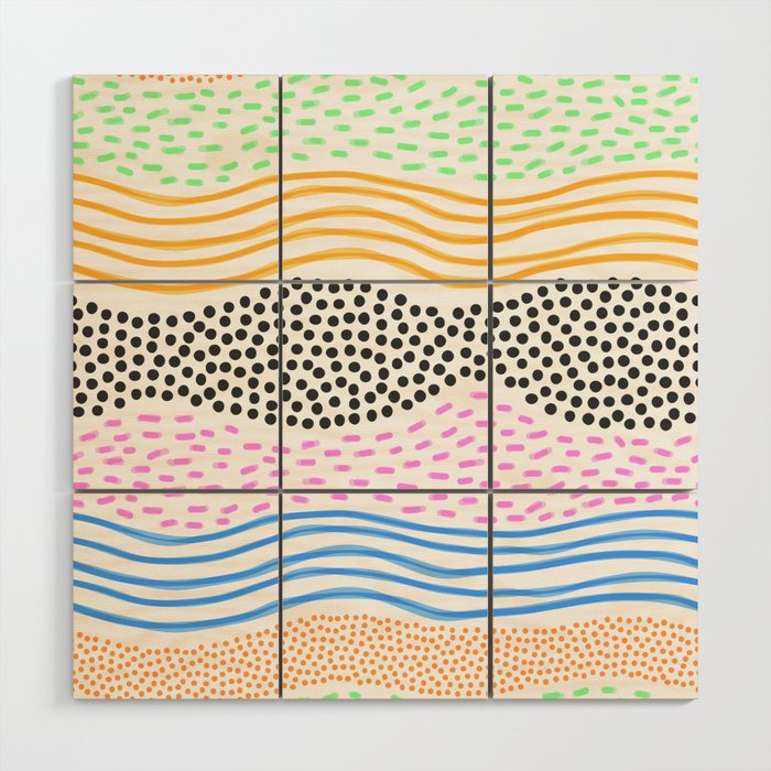 Abstract hand drawn shapes doodle pattern Wood Wall Art Gallery Image 1