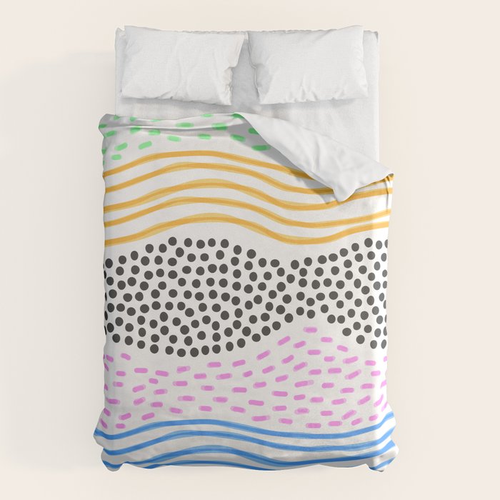 Abstract hand drawn shapes doodle pattern Duvet Cover Gallery Image 6
