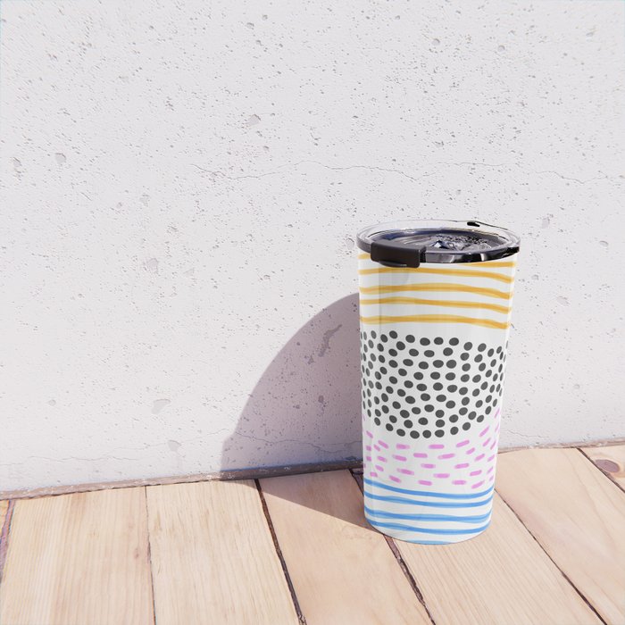 Abstract hand drawn shapes doodle pattern Travel Mug Gallery Image 4