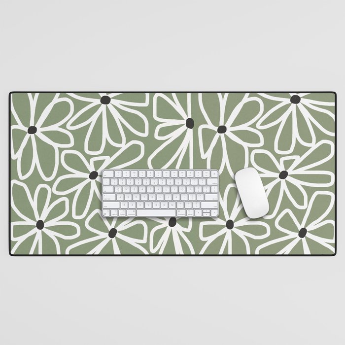 Daisy chain - sage Desk Mat Gallery Image 1