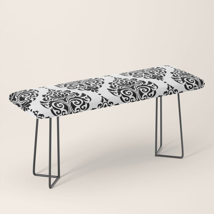 Black and White Damask Bench Gallery Image 1
