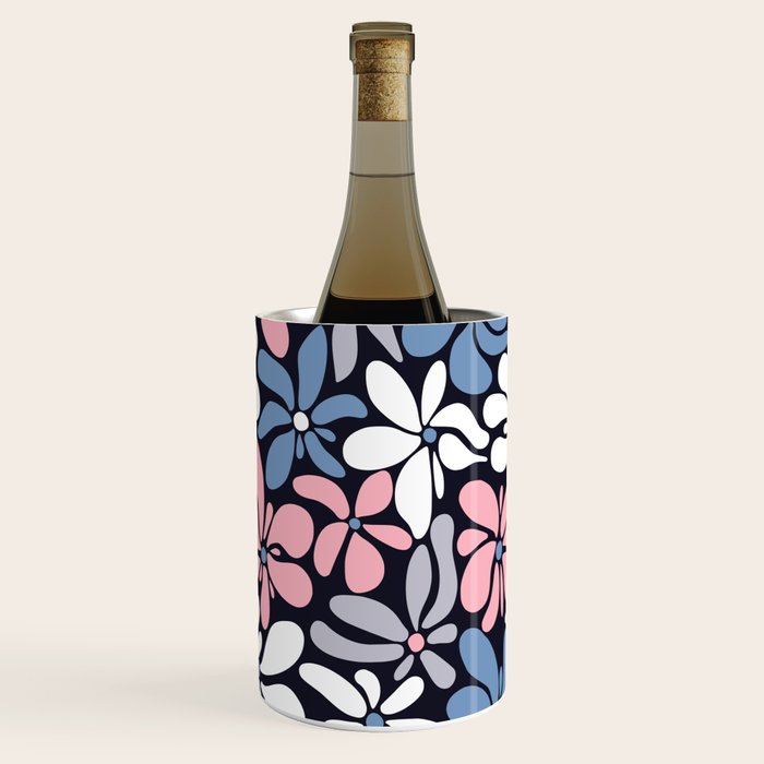 Abstract Flower, Navy, Blue, Pink, Gray, White Wine Chiller Gallery Image 2