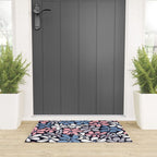 Abstract Flower, Navy, Blue, Pink, Gray, White Welcome Mat Gallery Image 3