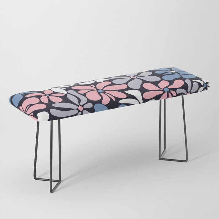 Abstract Flower, Navy, Blue, Pink, Gray, White Bench Gallery Image 1