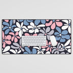 Abstract Flower, Navy, Blue, Pink, Gray, White Desk Mat Gallery Image 1