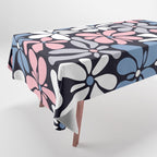 Abstract Flower, Navy, Blue, Pink, Gray, White Tablecloth Gallery Image 1