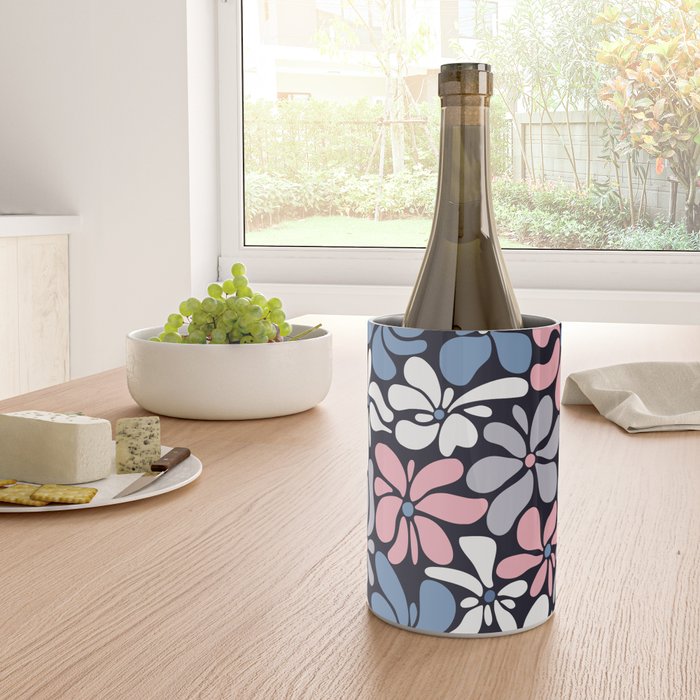 Abstract Flower, Navy, Blue, Pink, Gray, White Wine Chiller Gallery Image 4
