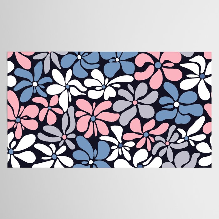 Abstract Flower, Navy, Blue, Pink, Gray, White Tablecloth Gallery Image 2