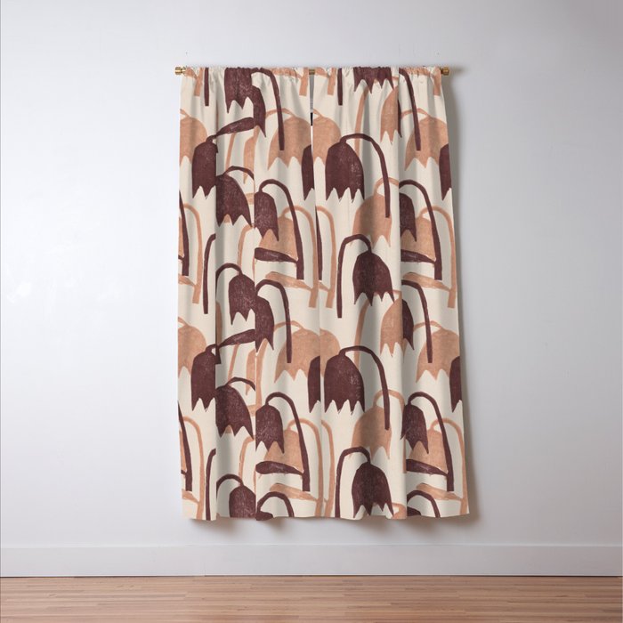 Linocut Tulip Pattern #2 Window Curtain Gallery Image 3