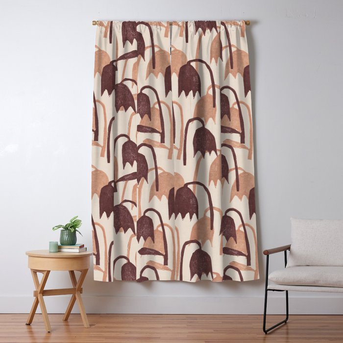 Linocut Tulip Pattern #2 Window Curtain Gallery Image 5