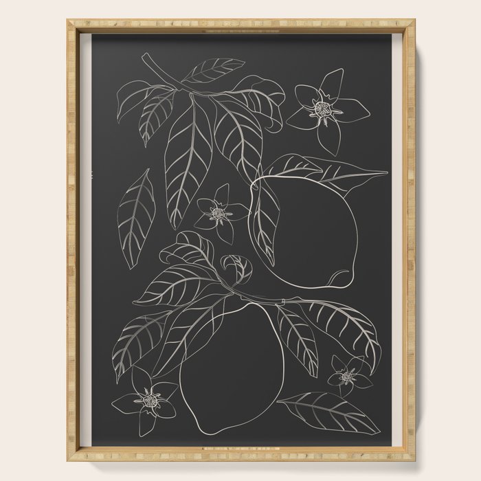 Lemons - Line Art 1 Serving Tray Gallery Image 1