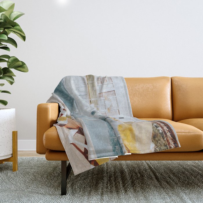 vintage summer poolside Throw Blanket Gallery Image 1