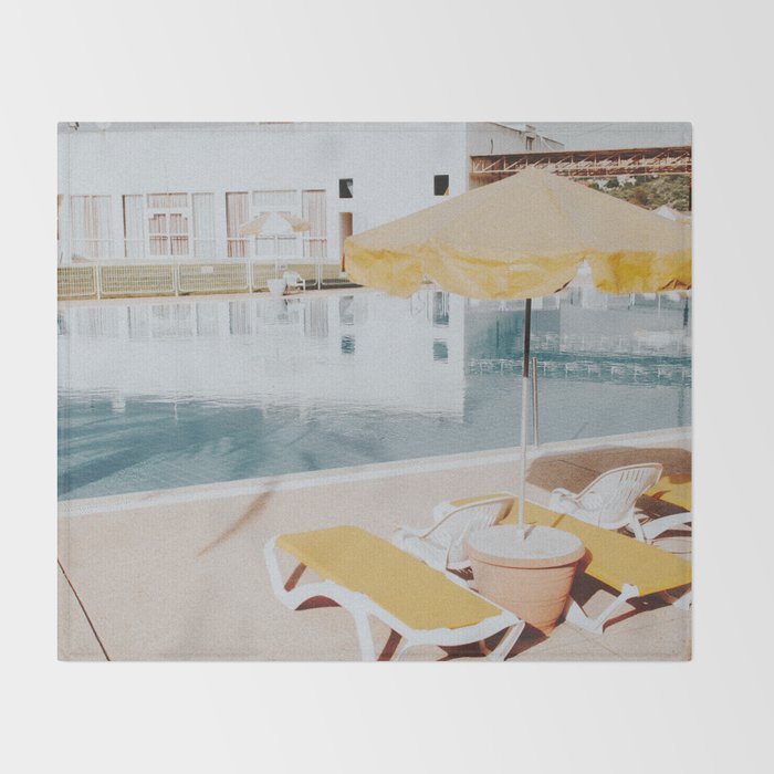 vintage summer poolside Throw Blanket Gallery Image 2
