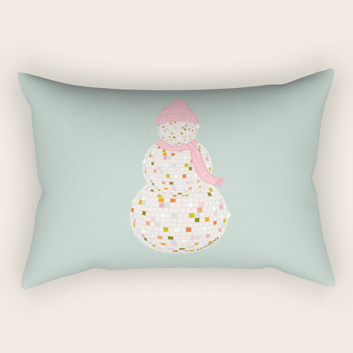 Disco Ball Snowman Rectangular Pillow Gallery Image 2