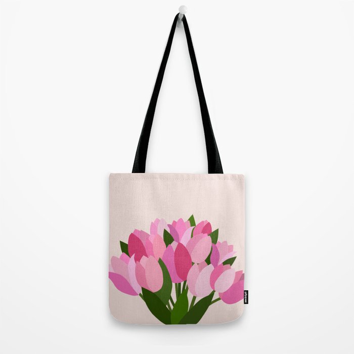 Fresh Tulips - Abstract Floral Pink Preppy Flowers Tote Bag Gallery Image 2