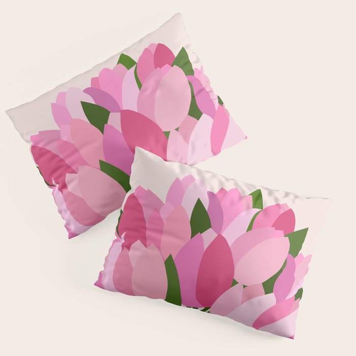 Fresh Tulips - Abstract Floral Pink Preppy Flowers Pillow Sham Gallery Image 3