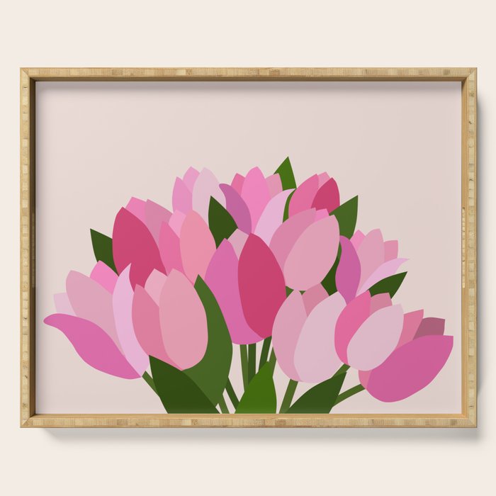 Fresh Tulips - Abstract Floral Pink Preppy Flowers Serving Tray Gallery Image 1