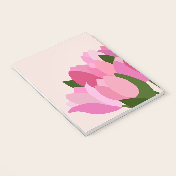 Fresh Tulips - Abstract Floral Pink Preppy Flowers Notebook Gallery Image 3