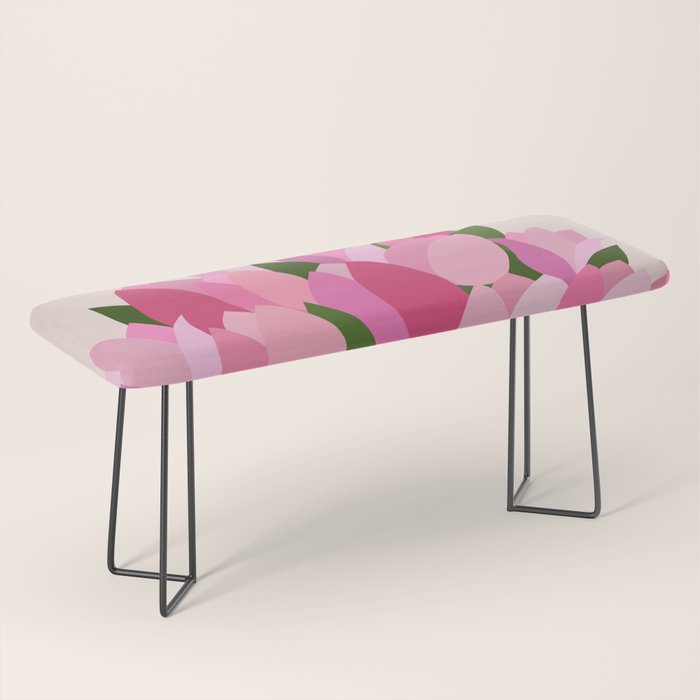 Fresh Tulips - Abstract Floral Pink Preppy Flowers Bench Gallery Image 1