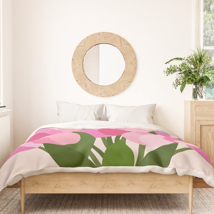 Fresh Tulips - Abstract Floral Pink Preppy Flowers Duvet Cover Gallery Image 3