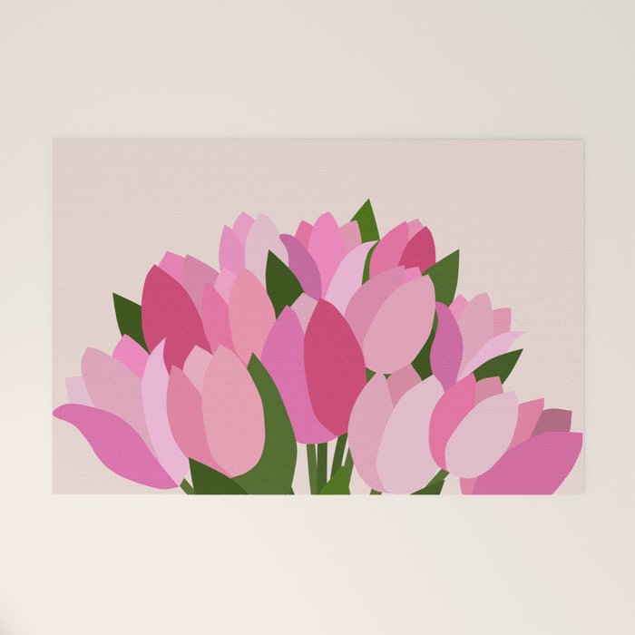 Fresh Tulips - Abstract Floral Pink Preppy Flowers Welcome Mat Gallery Image 1