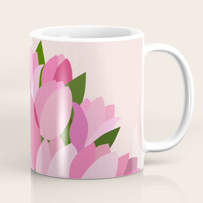 Fresh Tulips - Abstract Floral Pink Preppy Flowers Coffee Mug Gallery Image 1