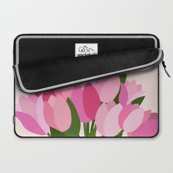 Fresh Tulips - Abstract Floral Pink Preppy Flowers Laptop Sleeve Gallery Image 2