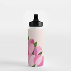 Fresh Tulips - Abstract Floral Pink Preppy Flowers Water Bottle Gallery Image 2