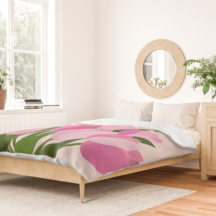 Fresh Tulips - Abstract Floral Pink Preppy Flowers Duvet Cover Gallery Image 2
