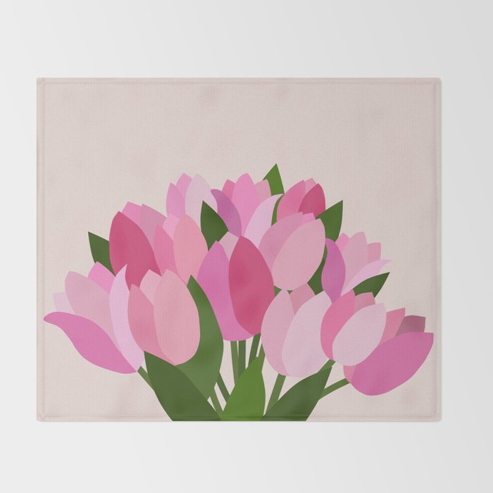Fresh Tulips - Abstract Floral Pink Preppy Flowers Throw Blanket Gallery Image 2