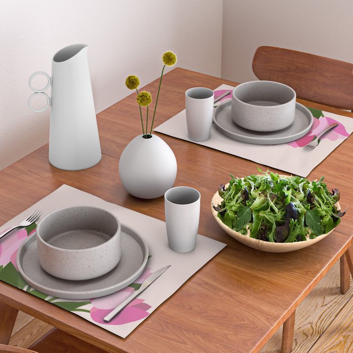 Fresh Tulips - Abstract Floral Pink Preppy Flowers Placemat Gallery Image 2