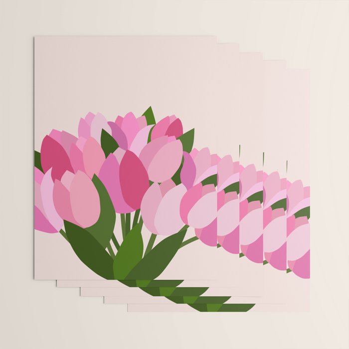 Fresh Tulips - Abstract Floral Pink Preppy Flowers Wrapping Paper Gallery Image 3