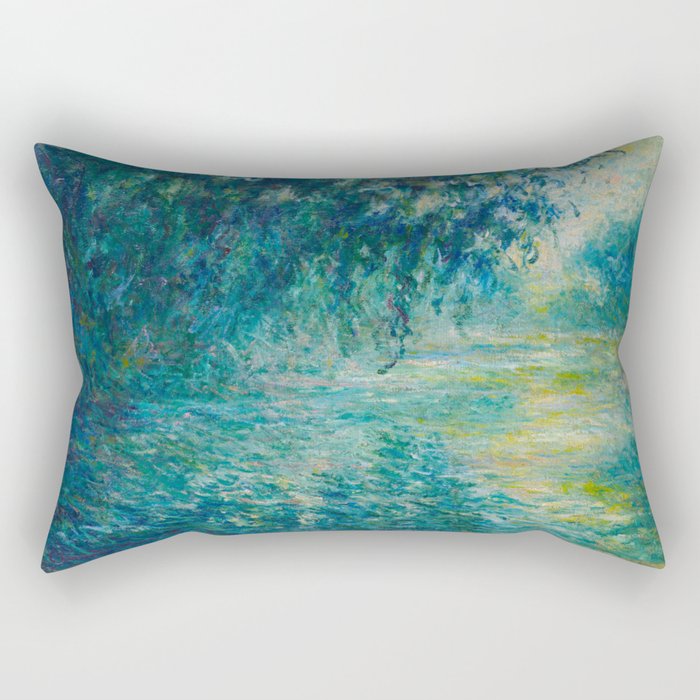 Claude Monet Impressionist Landscape Oil Painting Morning on the Seine Rectangular Pillow Gallery Image 1