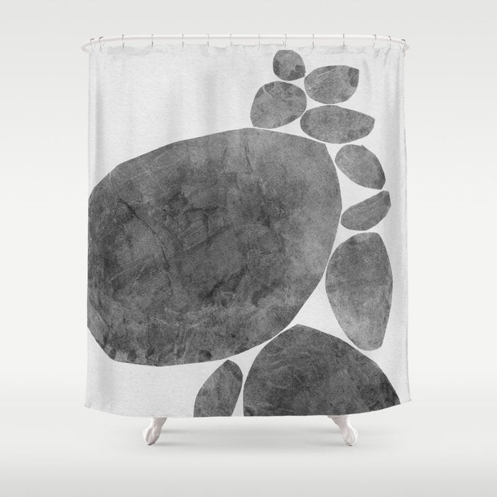 Balancing / Gray on White Shower Curtain Gallery Image 1