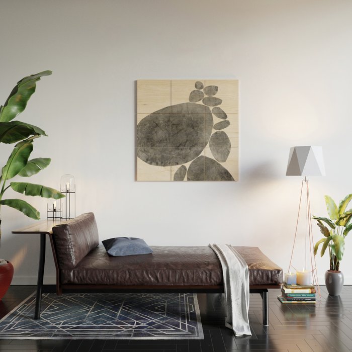 Balancing / Gray on White Wood Wall Art Gallery Image 2