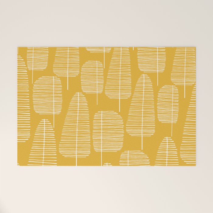 Mid Century Modern Forest Yellow Welcome Mat Gallery Image 1