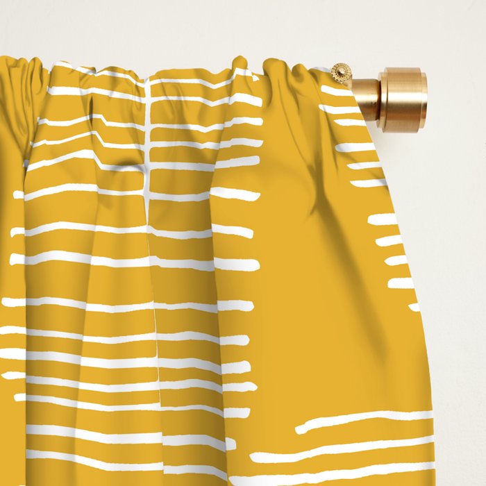 Mid Century Modern Forest Yellow Window Curtain Gallery Image 2